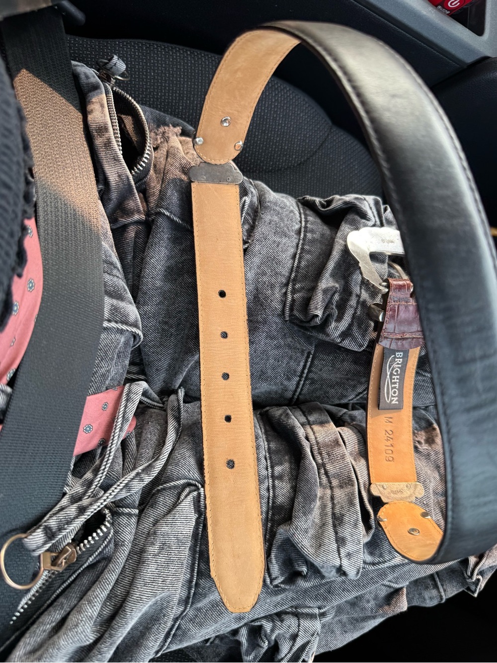 Vintage Brighton Brown Leather Belt with Silver-Tone Buckle - Picture 9 of 13